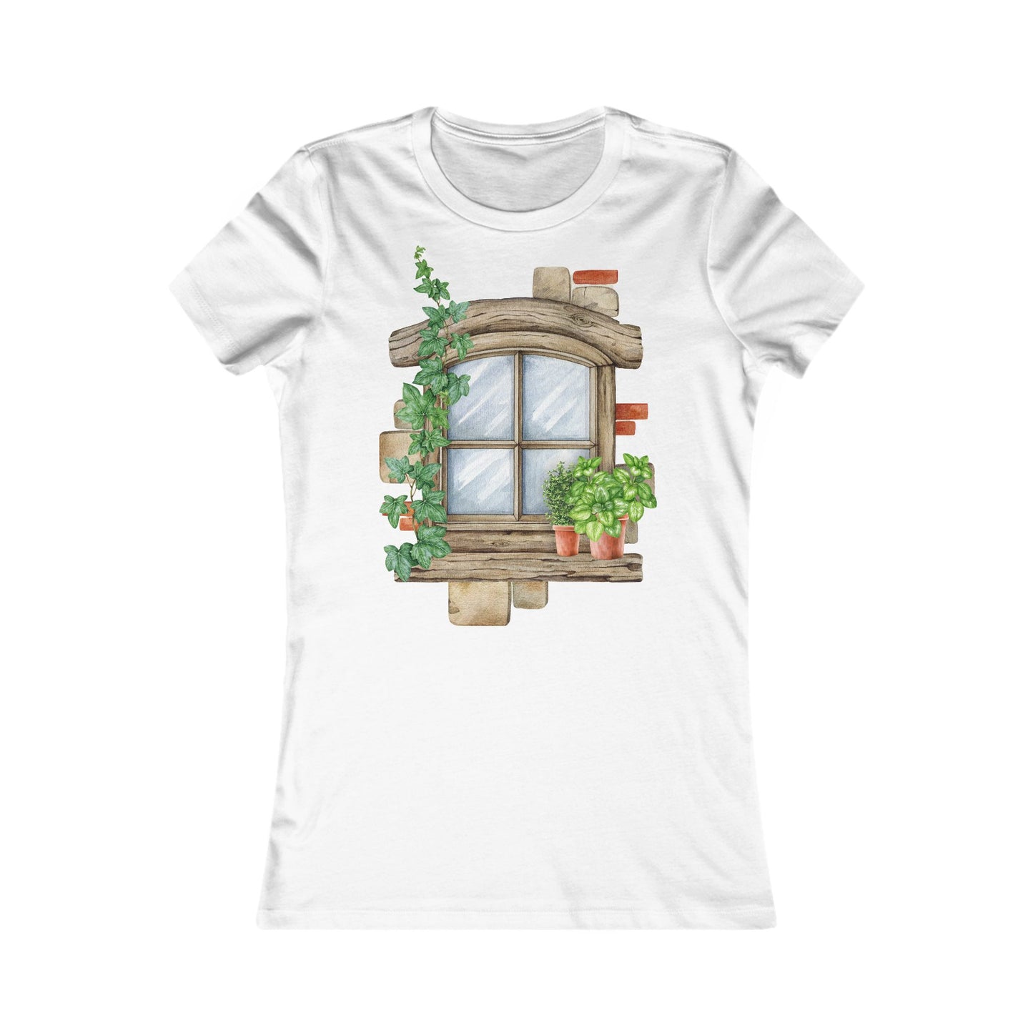 Women's Tee - Charming Floral Window Casual Fashion Top, Perfect Gift for Her