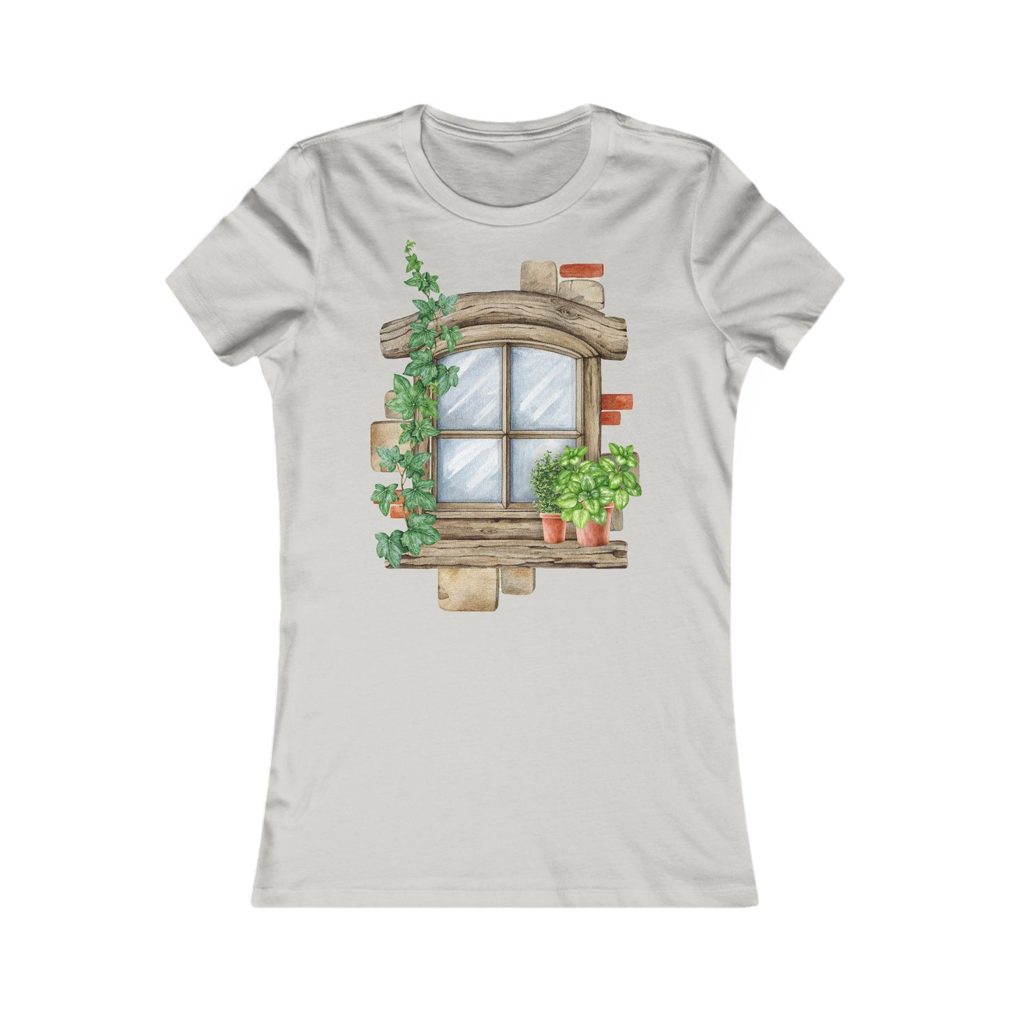 Women's Tee - Charming Floral Window Casual Fashion Top, Perfect Gift for Her
