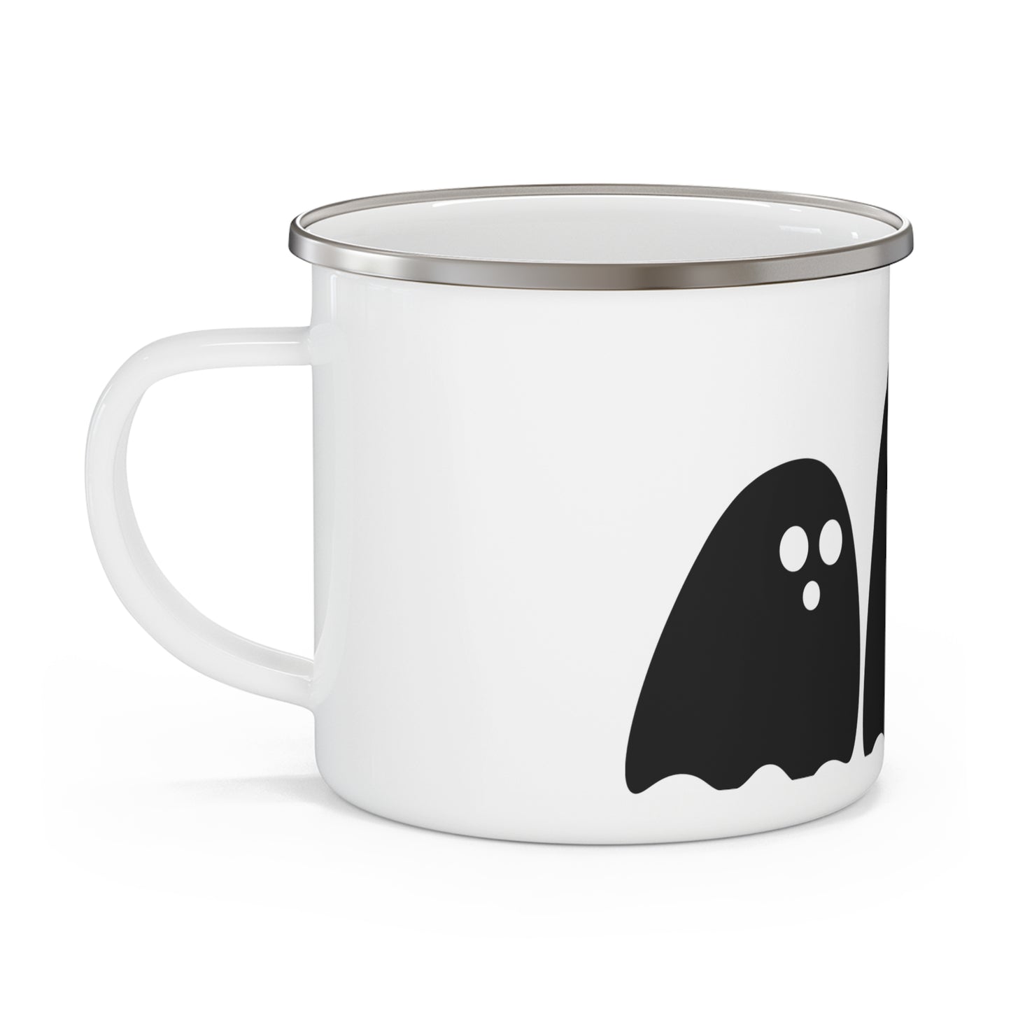 Halloween Ghost Enamel Camping Mug | Spooky Outdoor Coffee