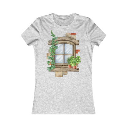 Women's Tee - Charming Floral Window Casual Fashion Top, Perfect Gift for Her