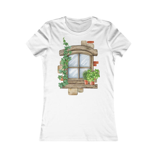Women's Tee - Charming Floral Window Casual Fashion Top, Perfect Gift for Her