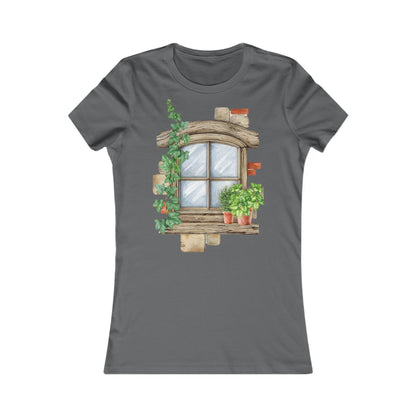Women's Tee - Charming Floral Window Casual Fashion Top, Perfect Gift for Her