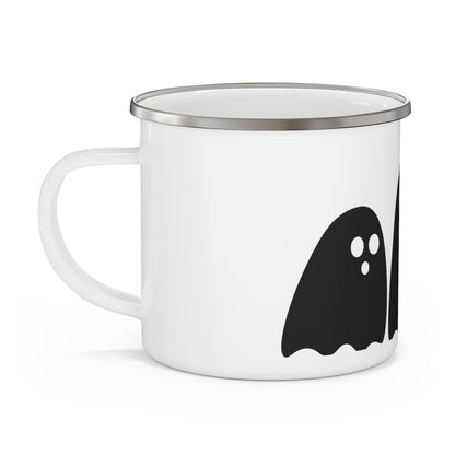 Halloween Ghost Enamel Camping Mug | Spooky Outdoor Coffee