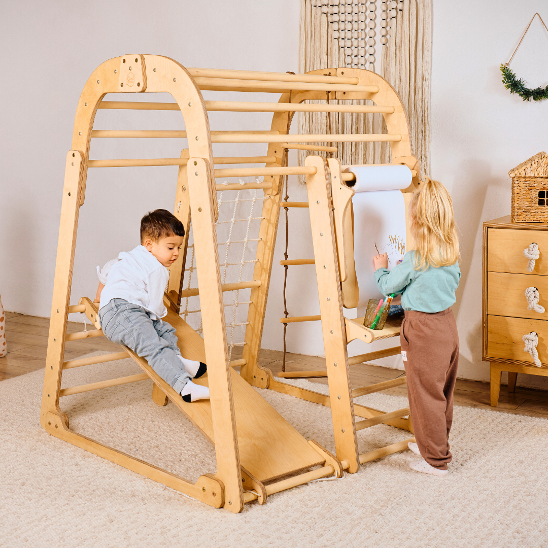 7in1 Indoor Playground for Toddlers: Playground + Swings Set + Slide Board + Art Set-0