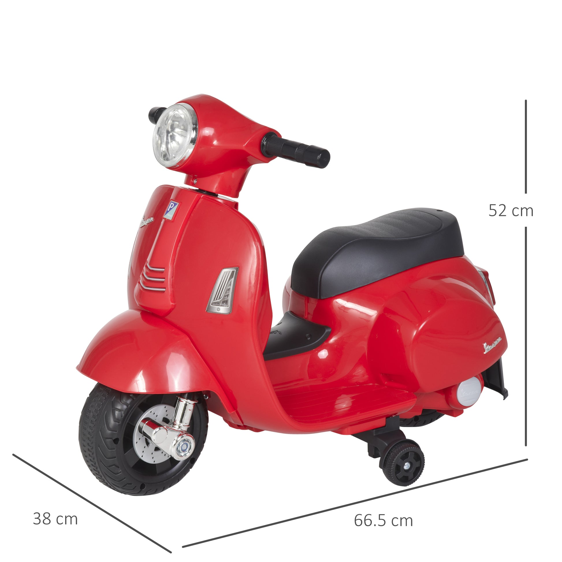Vespa Licensed Kids Ride On Motorcycle 6V Battery Powered Electric Trike Toys for 18-36 Months with Horn Headlight Red | HOMCOM-1