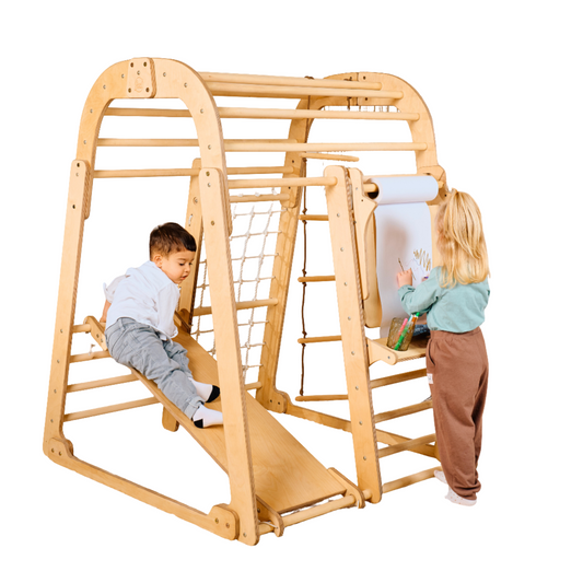7-in-1 Indoor Playground Set for Toddlers - Climbing Frame, Slide, Swings & Art Station Ages 3-8